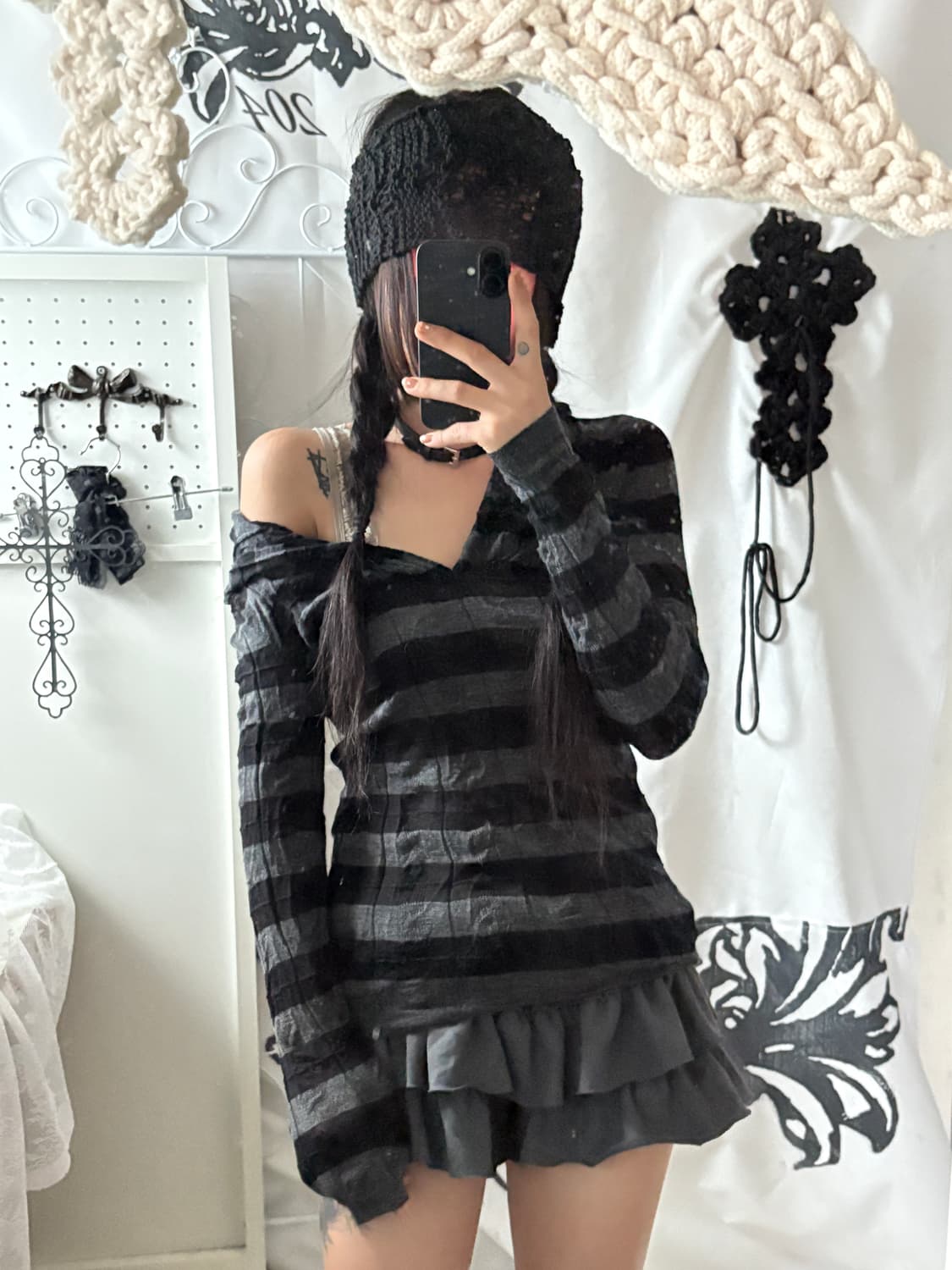 • striped knit hood  • 상품이미지6