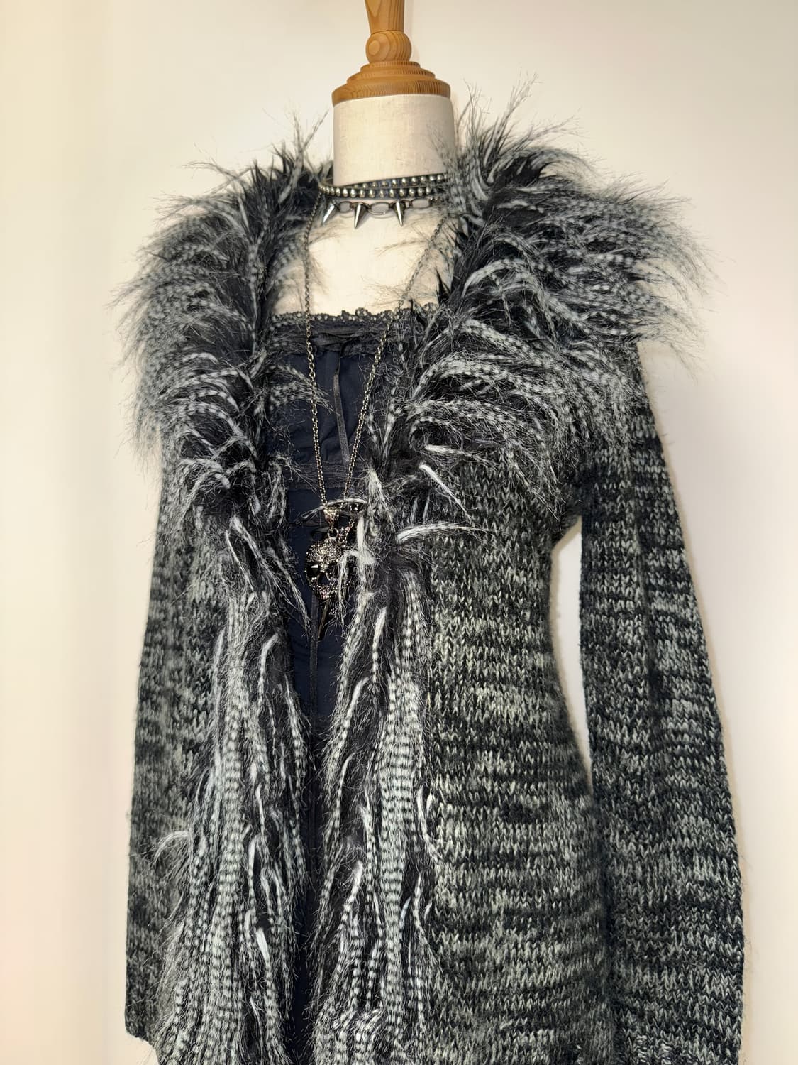 펑크 퍼 롱 오픈가디건 상품이미지5