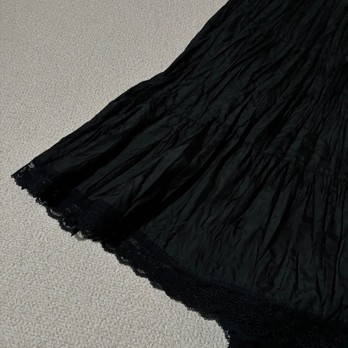 일본빈티지 블랙 셔링 치마 스커트 상품이미지5