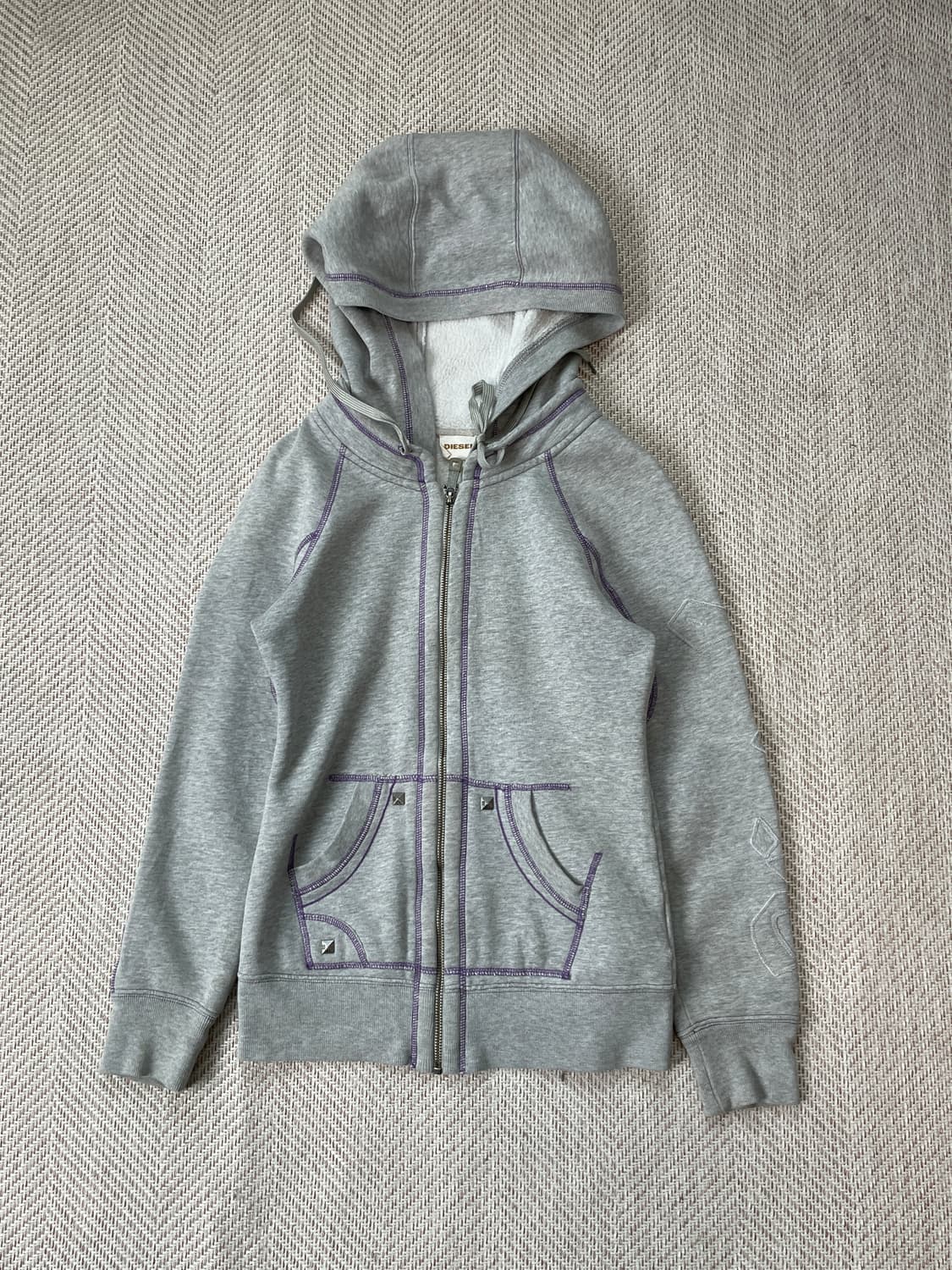 디젤 퍼플 스티치 스터드 후드집업  J03805 상품이미지1