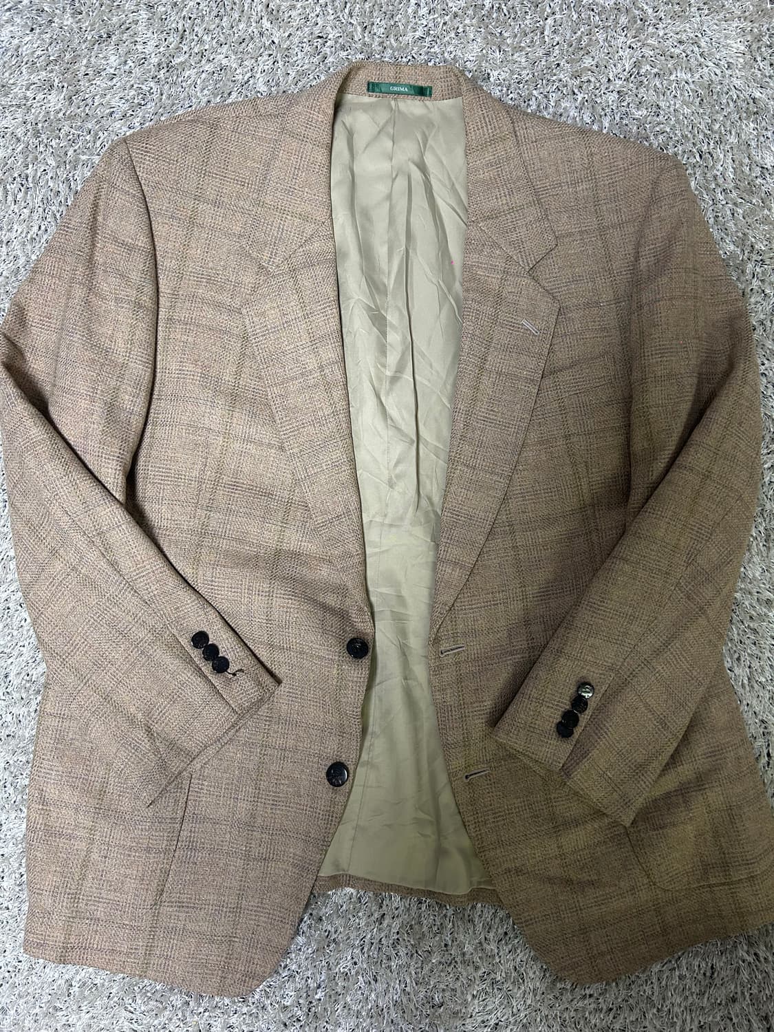 일본판 GRIMA 울 체크 블레이저 사이즈 105~110 상품이미지1