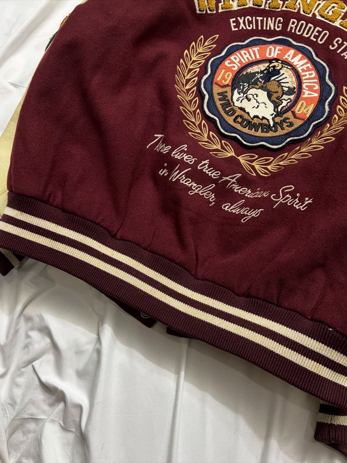 90s 랭글러 가죽 바시티 자켓 상품이미지10