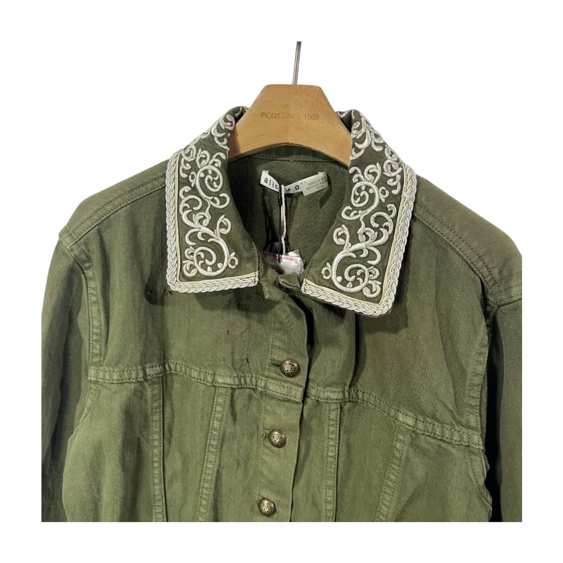 [alice + olivia] 앨리스앤올리비아 자수카라 크롭 자켓  상품이미지3