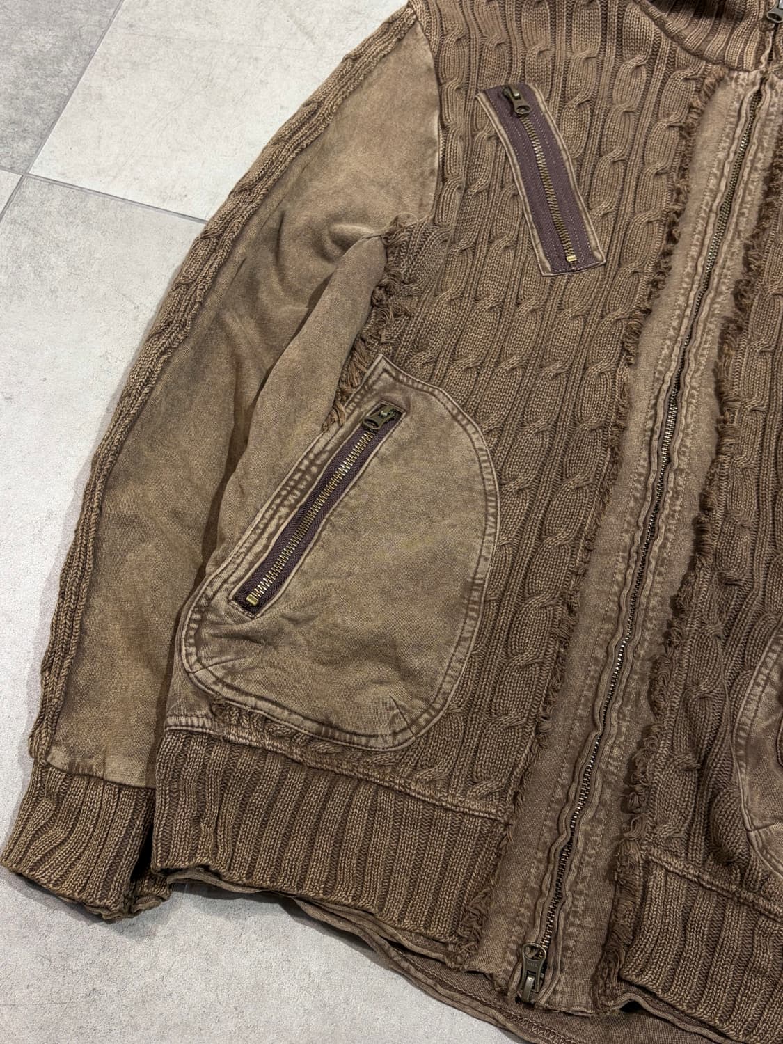 00s 빔즈 그런지 y2k 니트 집업 카고자켓 상품이미지4