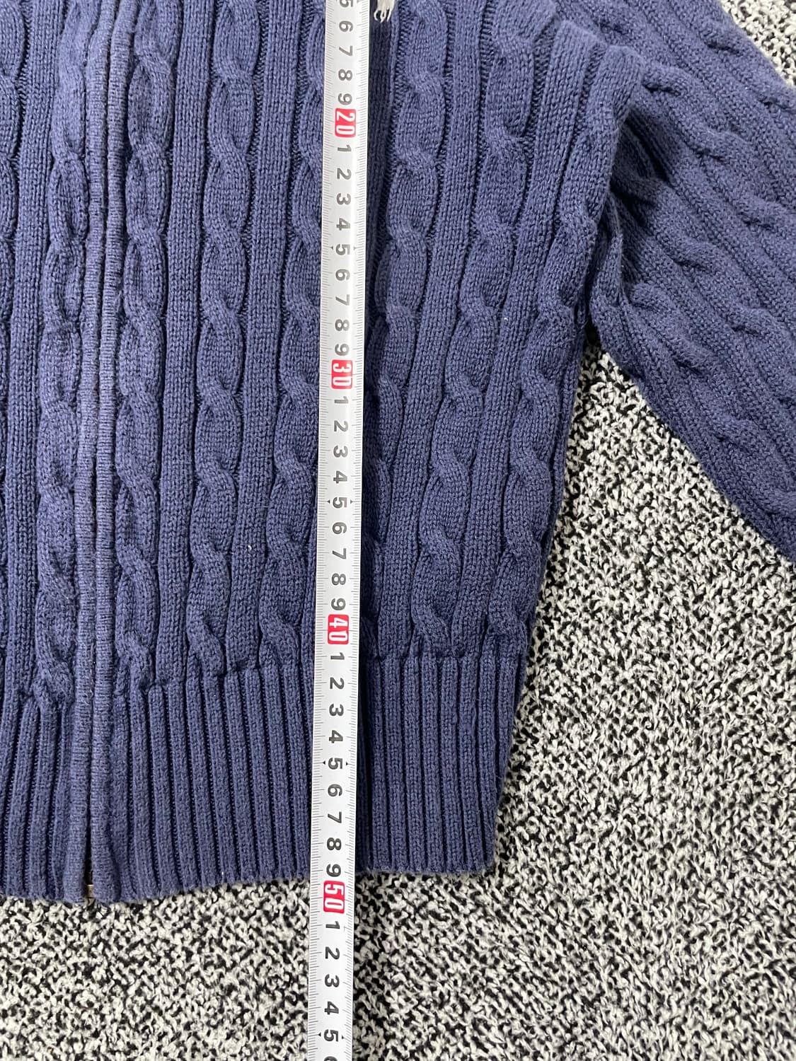 빈티지9. 폴로랄프로렌 케이블 니트 집업 가디건 스웨터 네이비 후드 상품이미지4