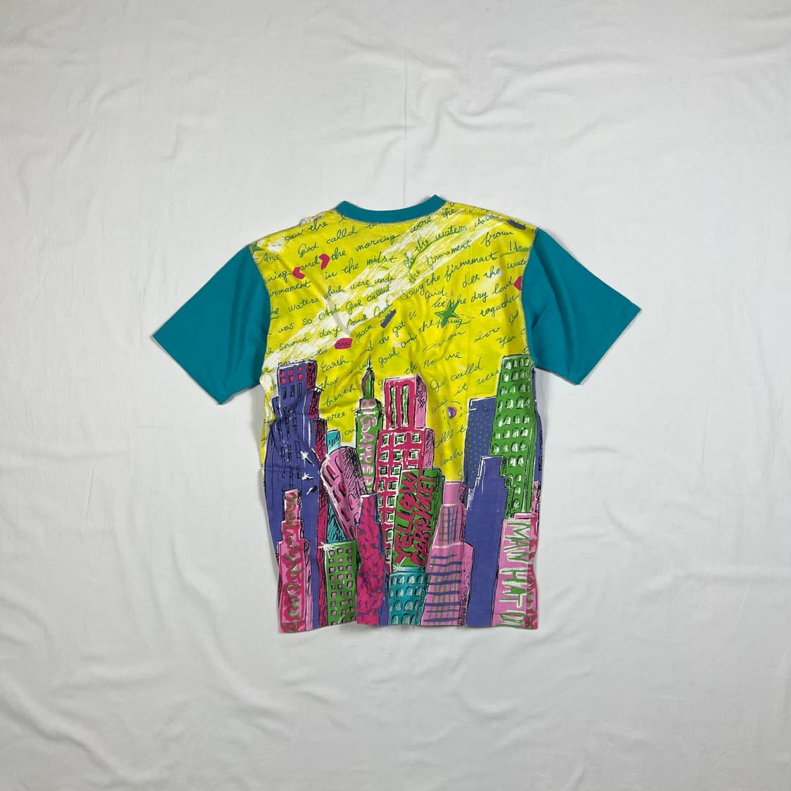 90‘s ficce 요시유키코니시 자유의여신상 올프린트 반팔티셔츠 상품이미지6