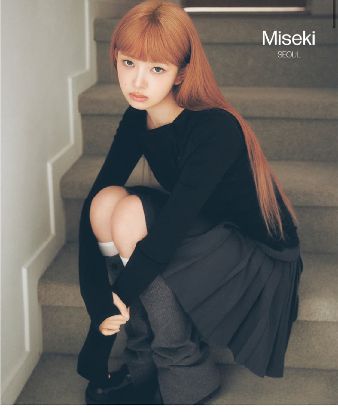 미세키서울 레이픽 Side pleats line midi skirt 상품이미지2