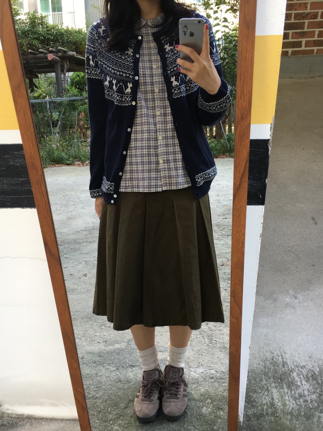 연보라 체크 둥근 카라 블라우스 상품이미지2