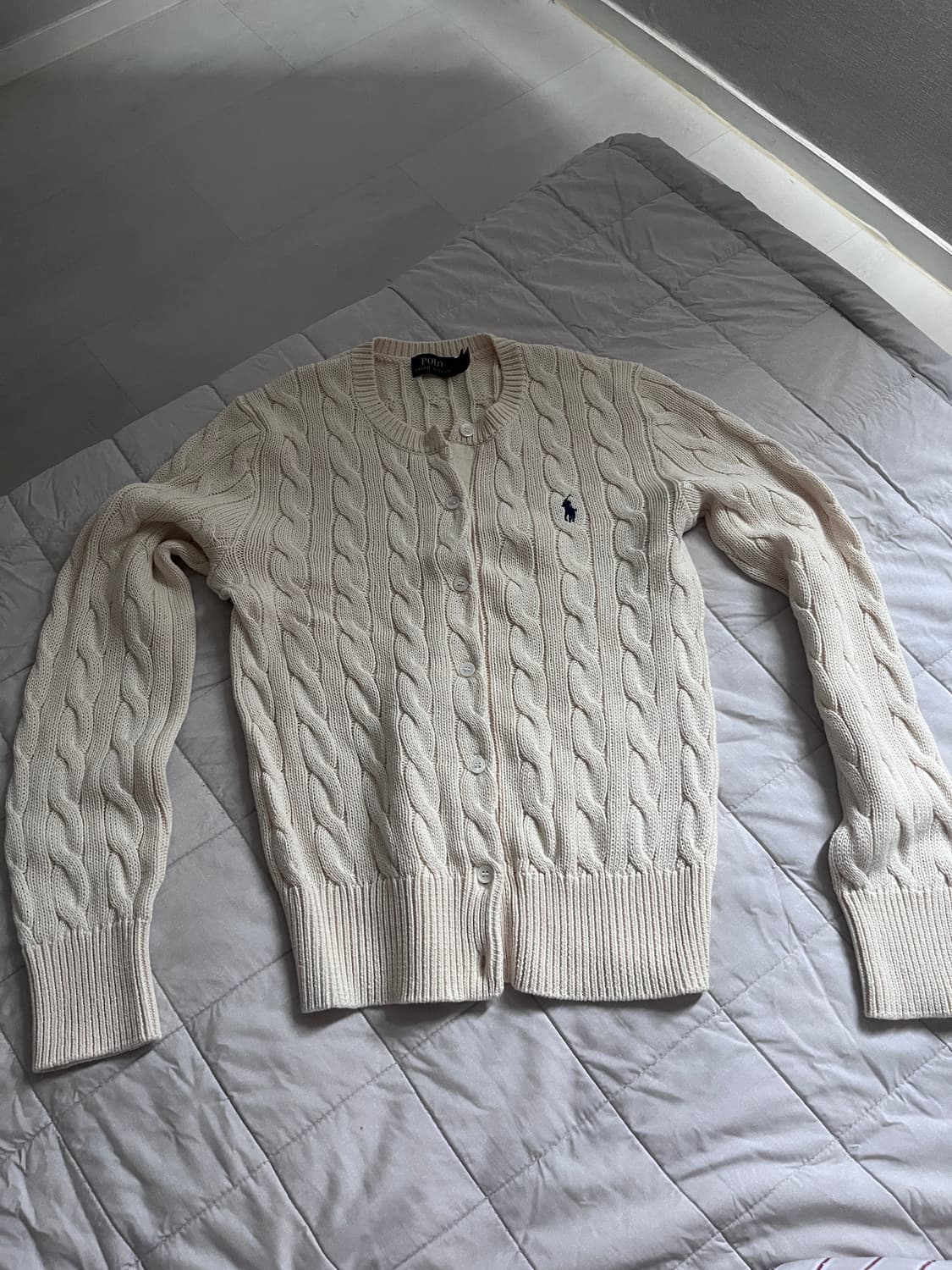 (실착5회미만) Polo 아이보리 니트 가디건 판매 상품이미지2