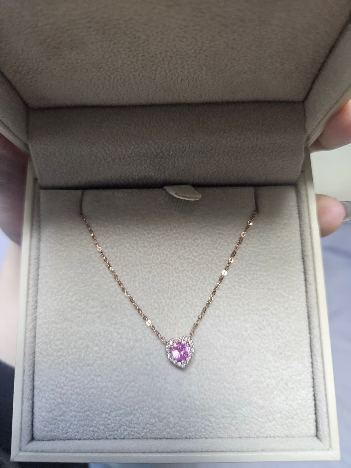 핑크 사파이어 헤일로 목걸이 상품이미지1