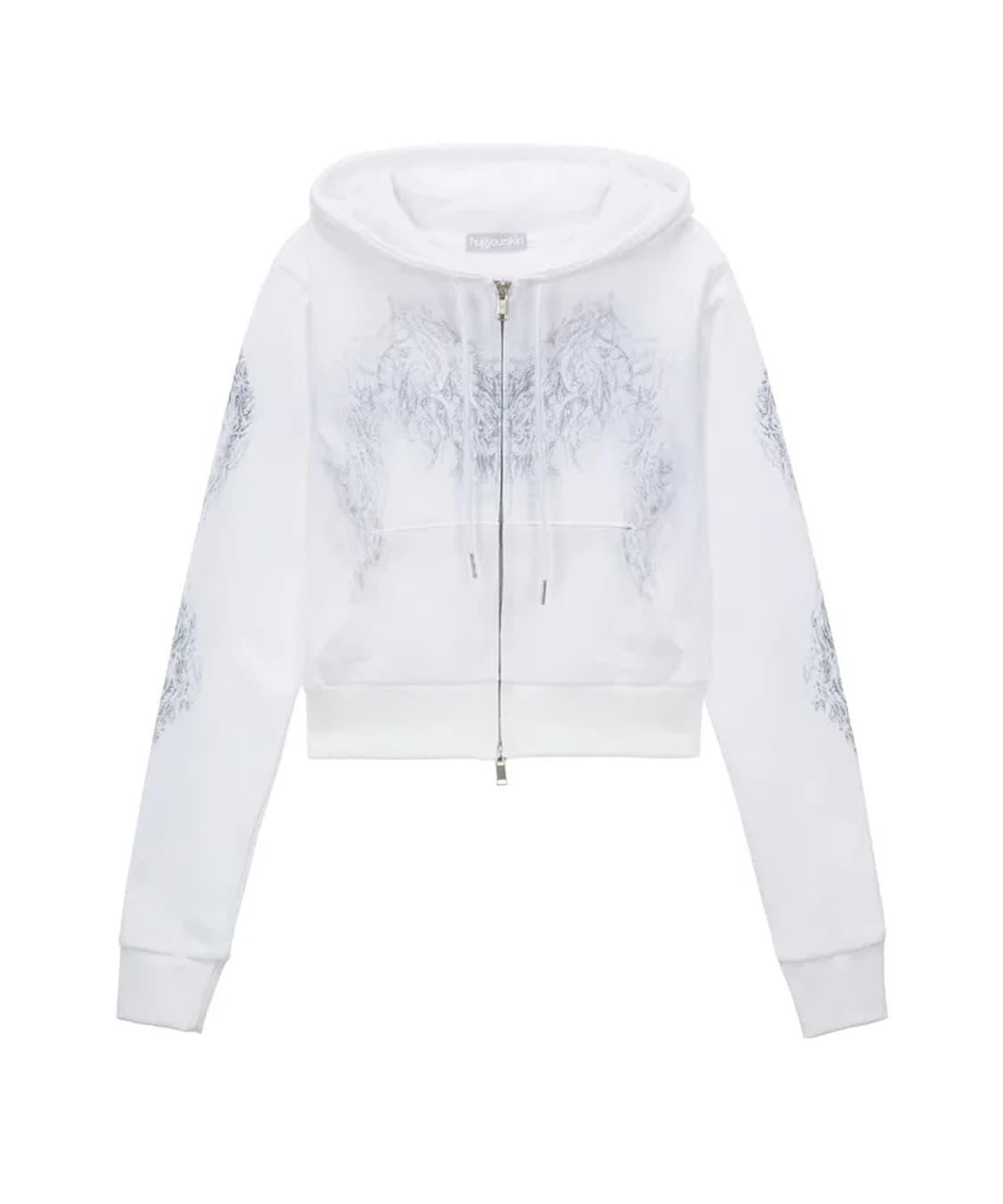 (새 상품) 허그유어스킨 스컬리 크롭 후드집업(화이트) 상품이미지1