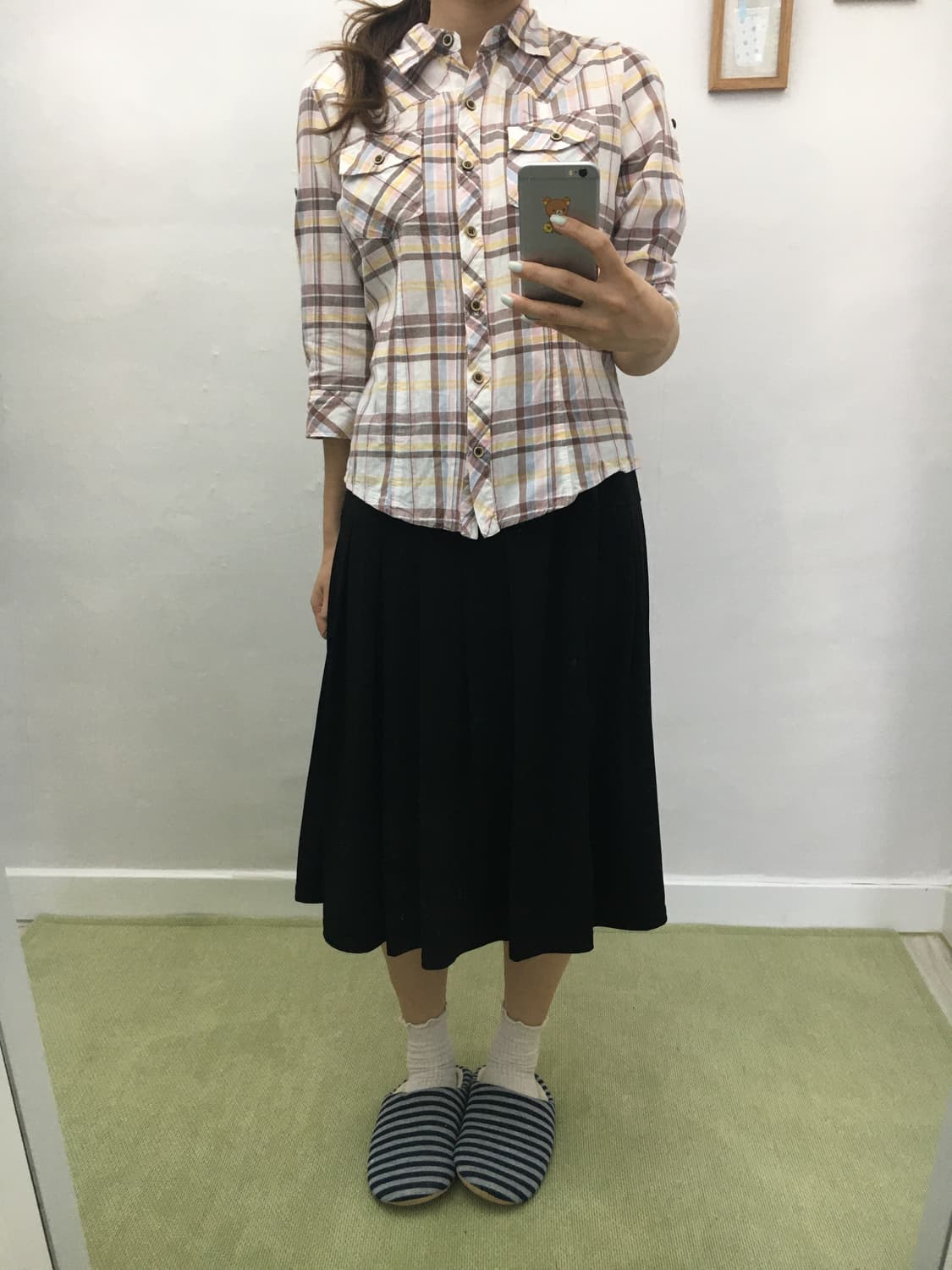 다채색 7부 체크 셔츠 상품이미지2