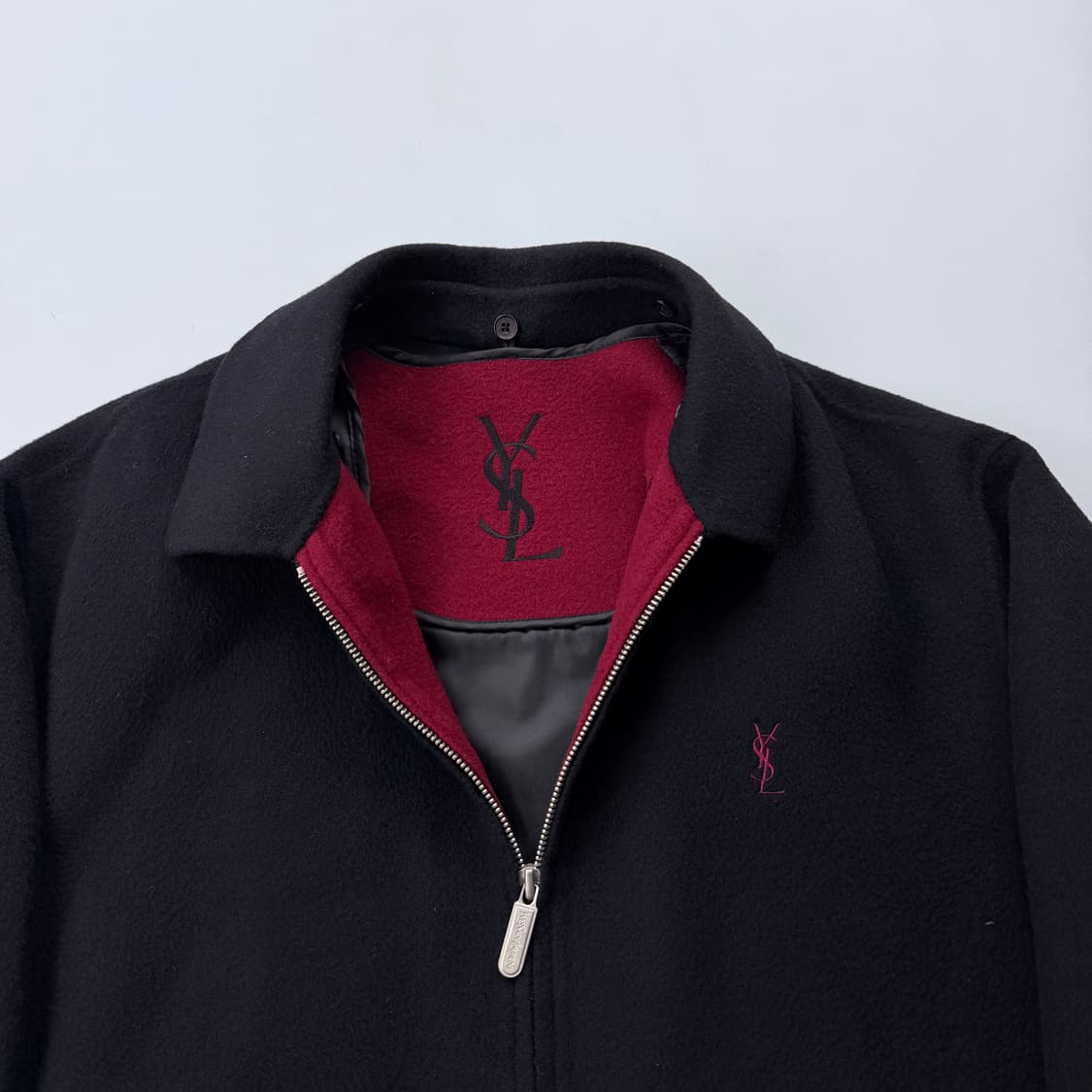 YSL 입생로랑 버건디배색 블랙 울 블루종 자켓 상품이미지3