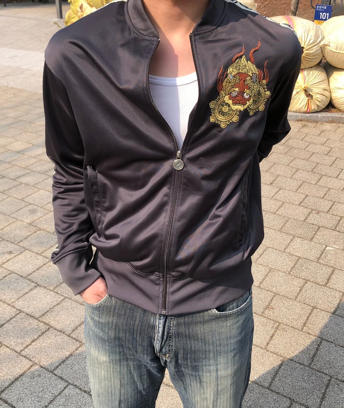 오니와카마루 & 잉어 자수 재패니스 빈티지 트랙자켓 상품이미지2