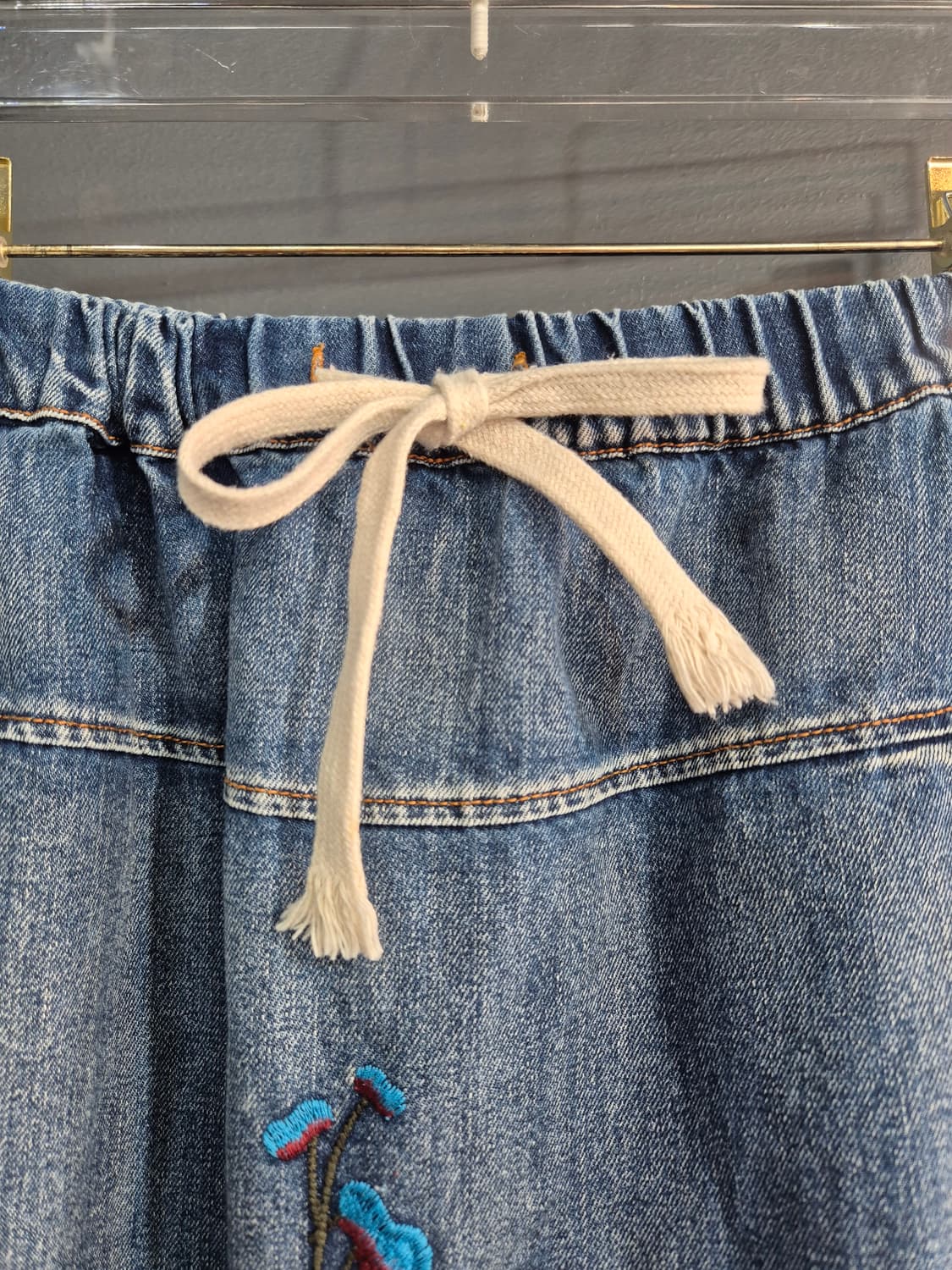 꽃 자수 데님 롱 스커트 프리  66 77 88 상품이미지3