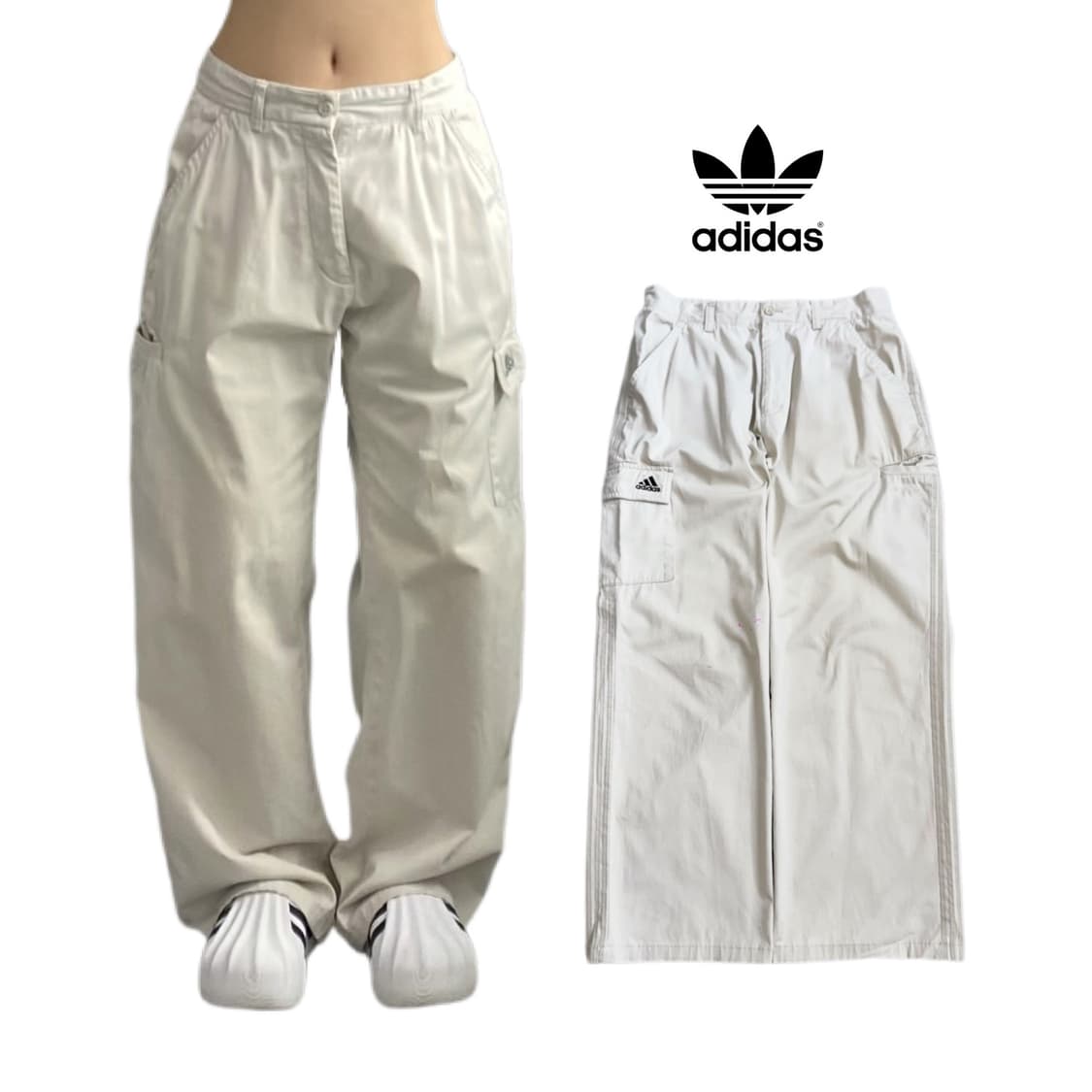 아디다스 00s 삼선 카고 올드스쿨 와이드 코튼 팬츠 상품이미지1