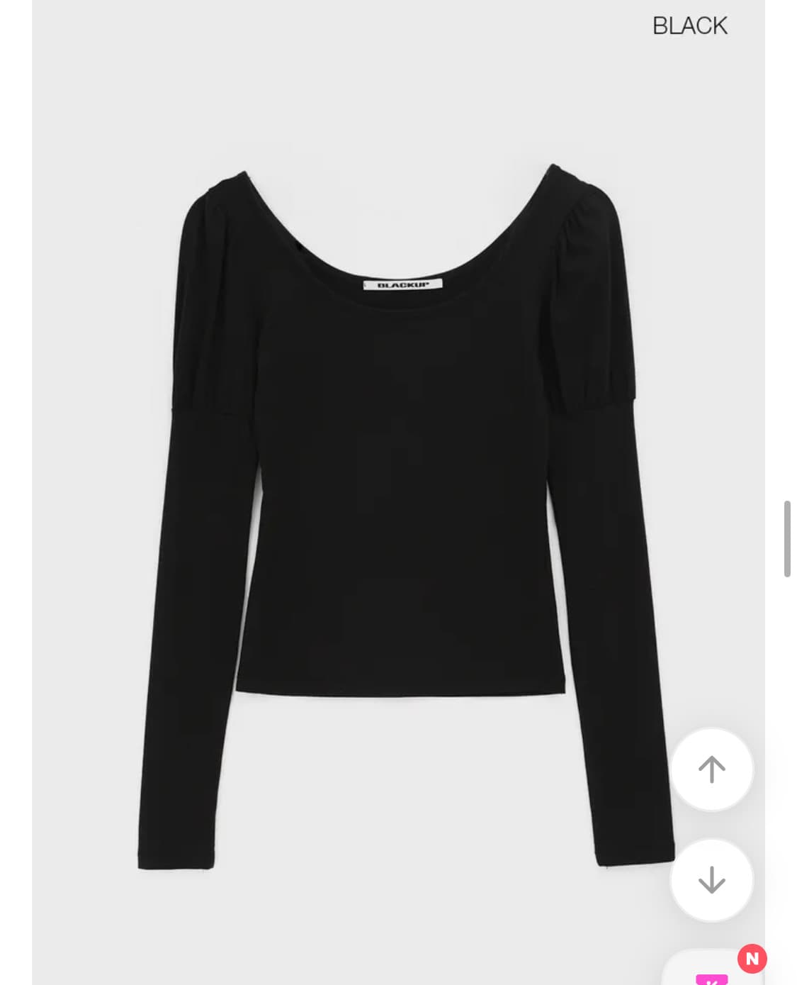 블랙업 리유 퍼프 유넥 티 블랙  상품이미지2