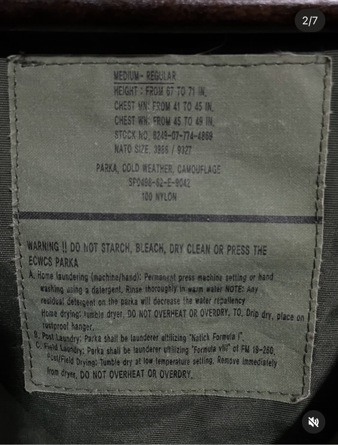 US army ACSWS 콜드웨더 파카 상품이미지3