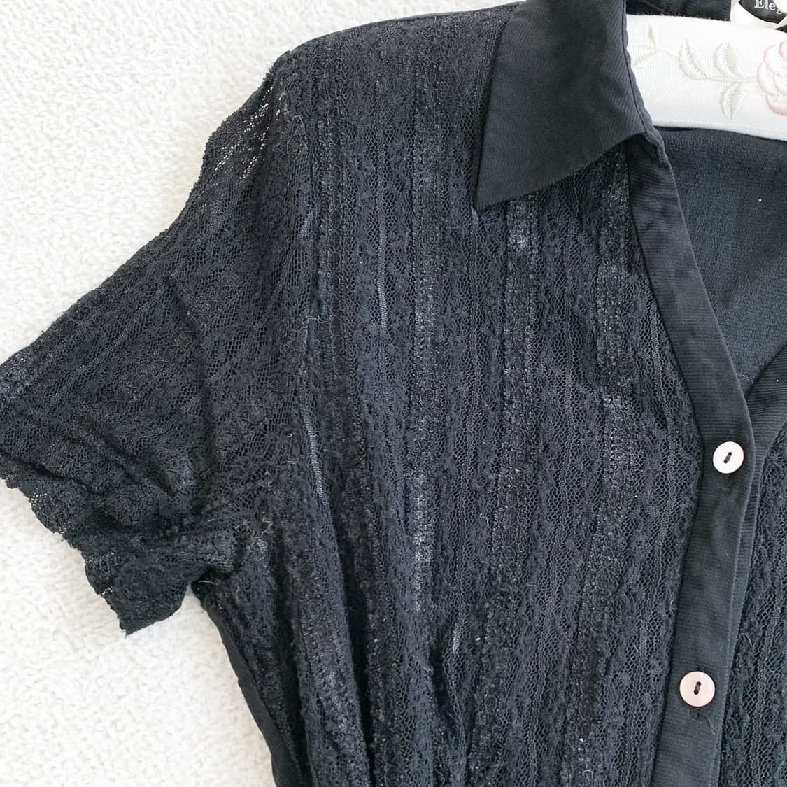 레이스 ♥ 블랙 자개단추 셔츠 블라우스 상품이미지2