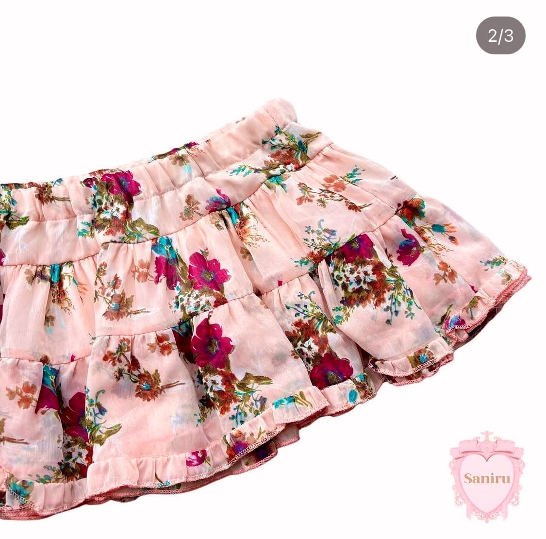 일브 피치코랄 플라워플로럴 튜튜 캉캉 스커트 큐롯 페어리오리엔탈갸루빈티지 상품이미지3