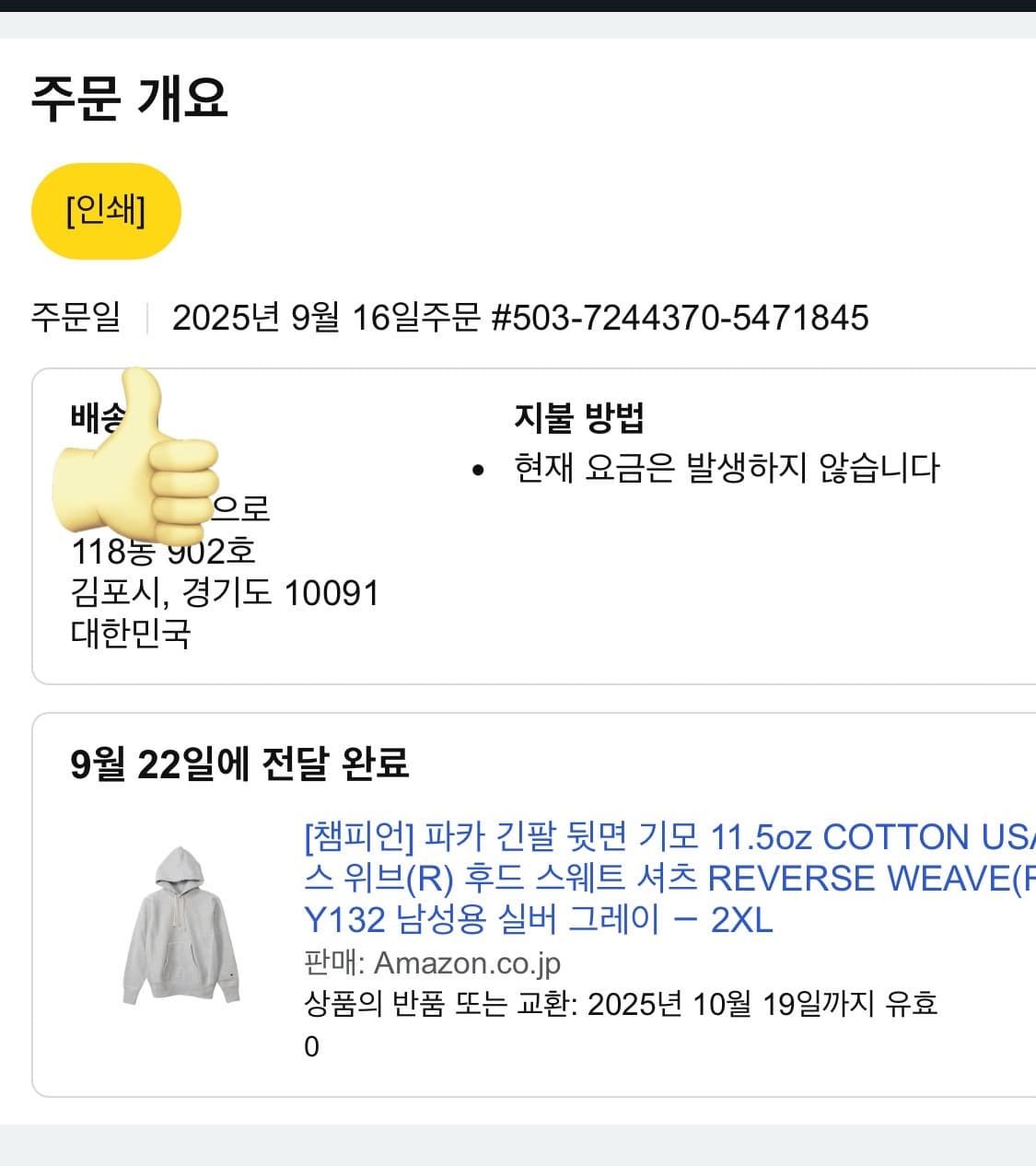 챔피온 재팬 블루택 리버스위브 후드티 상품이미지4
