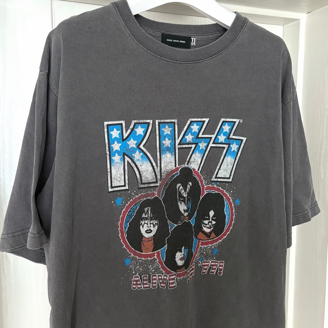 GOOD ROCK SPEED Kiss 밴드 그래픽 반팔 티셔츠 차콜  상품이미지2