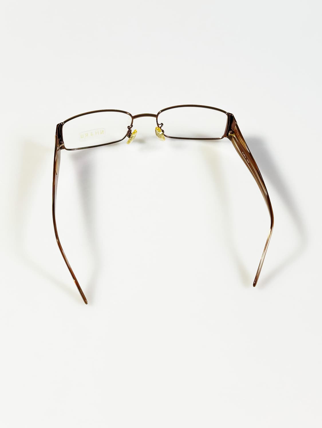 HARU 슬림 스퀘어 엠버 브라운 메탈 프레임 빈티지 안경 상품이미지5