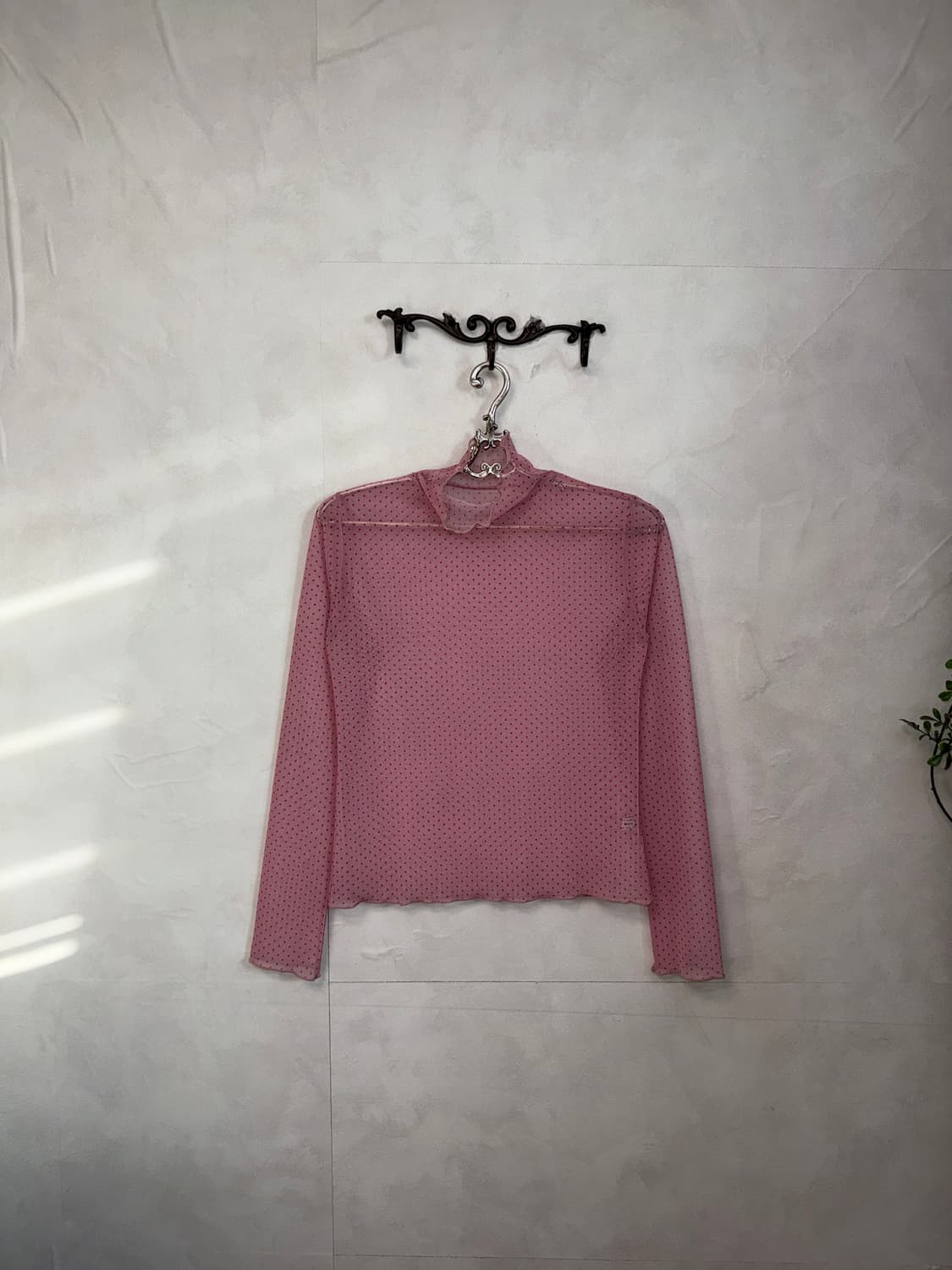 Pink dot mesh top 상품이미지4