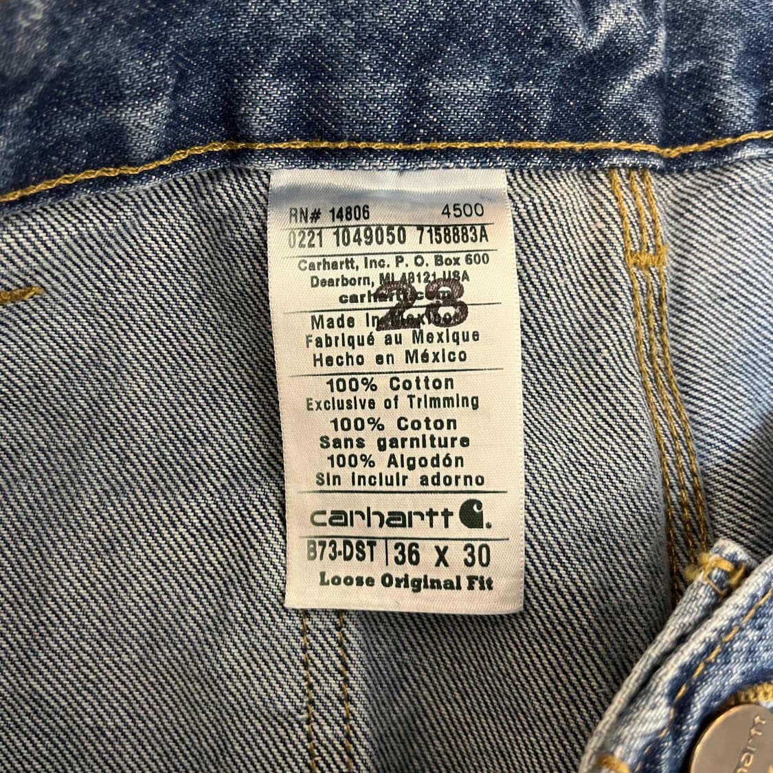 [36] 칼하트 B73 DST 데님 더블니 상품이미지4