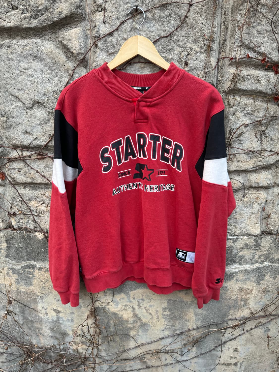 스타터 블랙라벨 빈티지 프린팅 웜업 스웻 셔츠 맨투맨 레드 L 상품이미지1