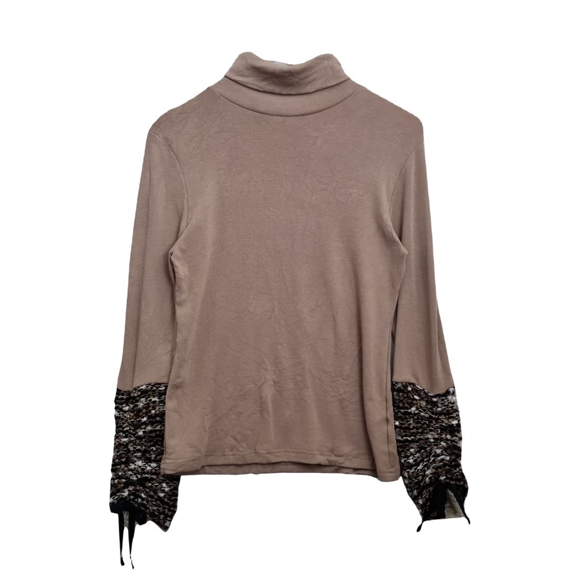 BRIGITTE BURN FIRST 베이지 트위드 소매 폴라 니트  상품이미지1