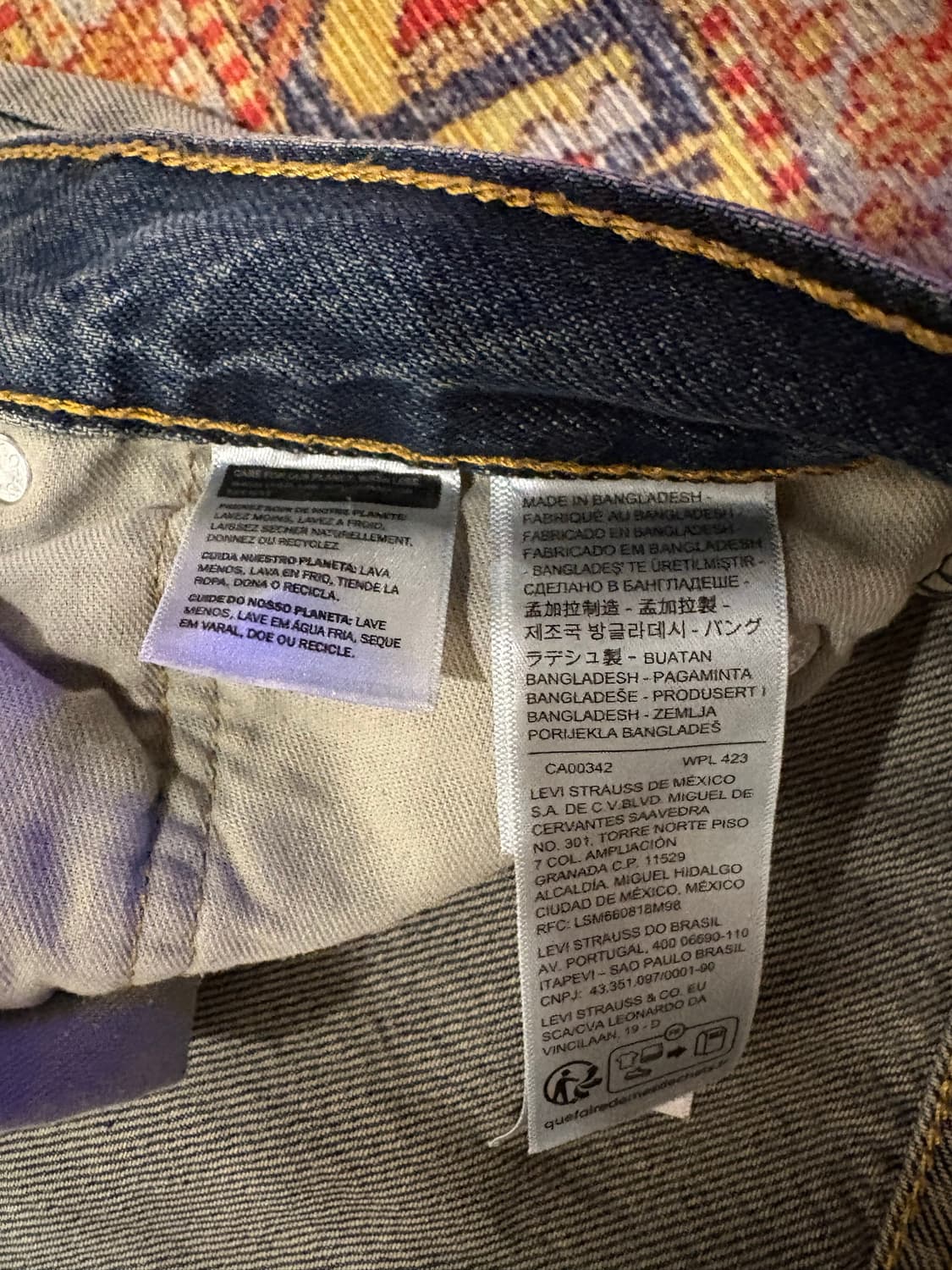 리바이스x빔스 콜라보 565 워싱 와이드 데님팬츠 베이지 상품이미지2