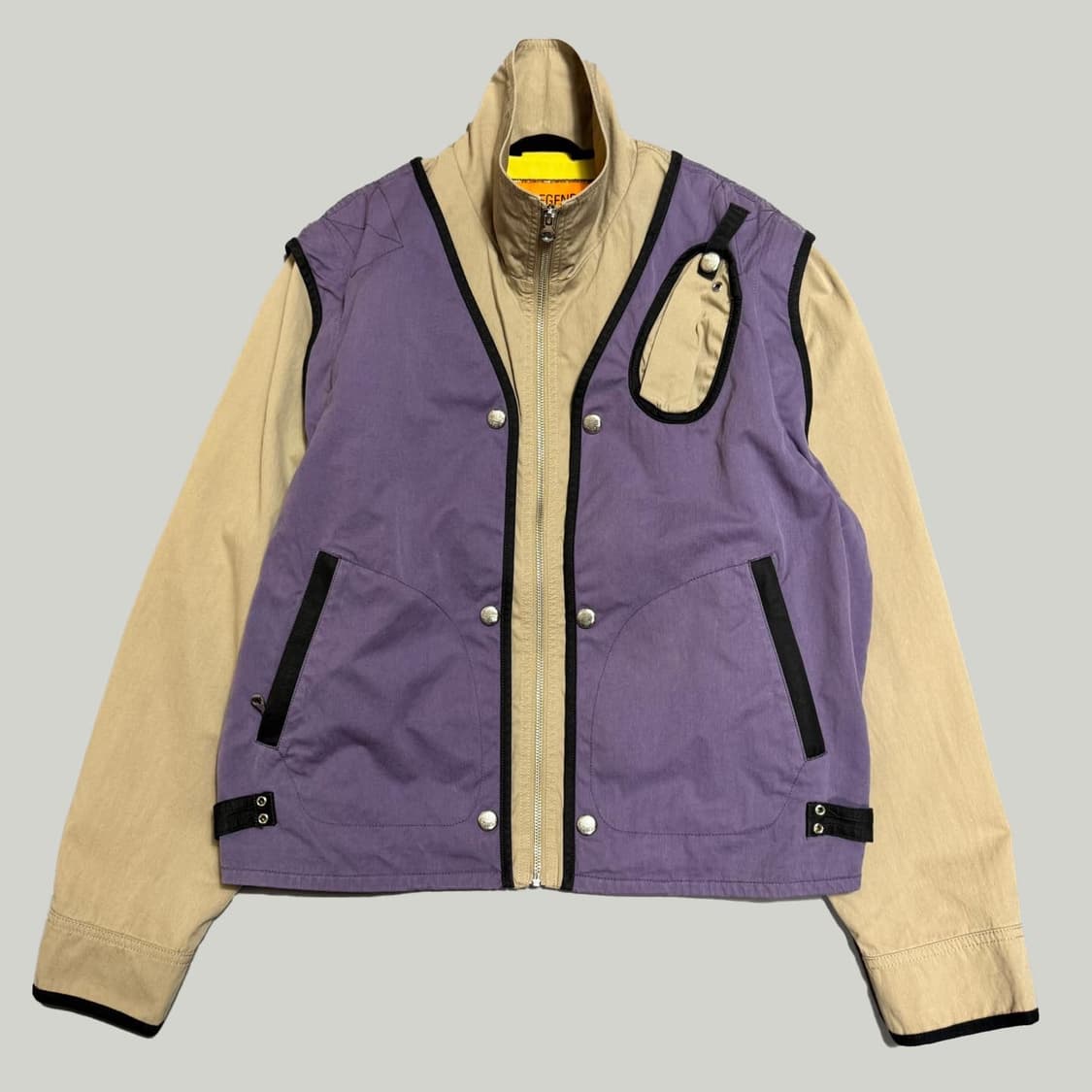 디젤(DIESEL) 퍼플 베이지 오렌 컨버터블 투웨이 하이넥 쇼트 자켓 상품이미지10