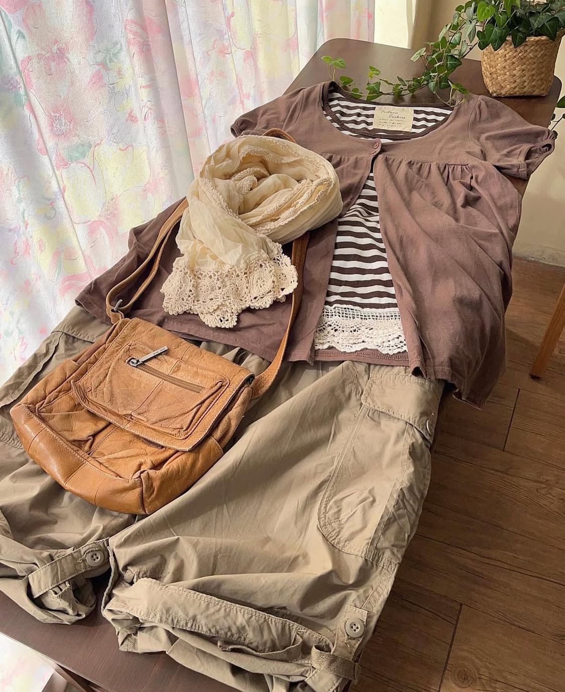 마루 빈티지 모리 브라운 상의 레이어드 세트 상품이미지1