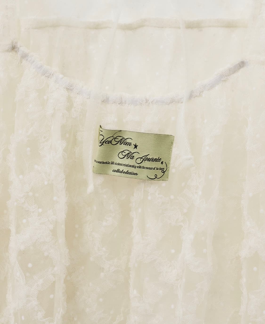 마조네 도트 시어 레이스 오간자 에이프런 레이어드 드레스 아이보리 상품이미지4
