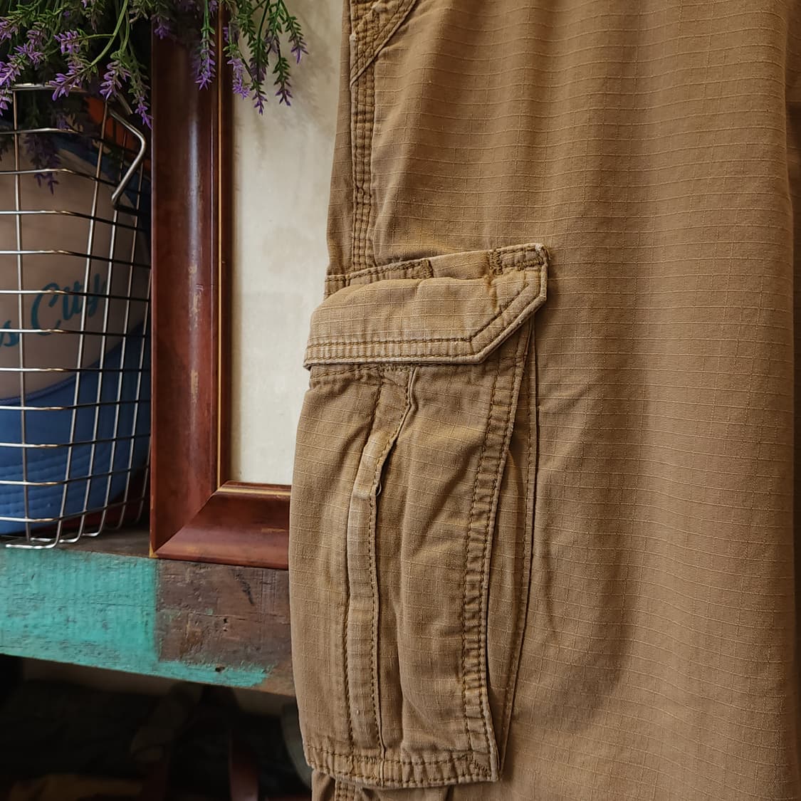 칼하트 워크팬츠 립스탑 카고 팬츠 브라운 33x32 상품이미지5