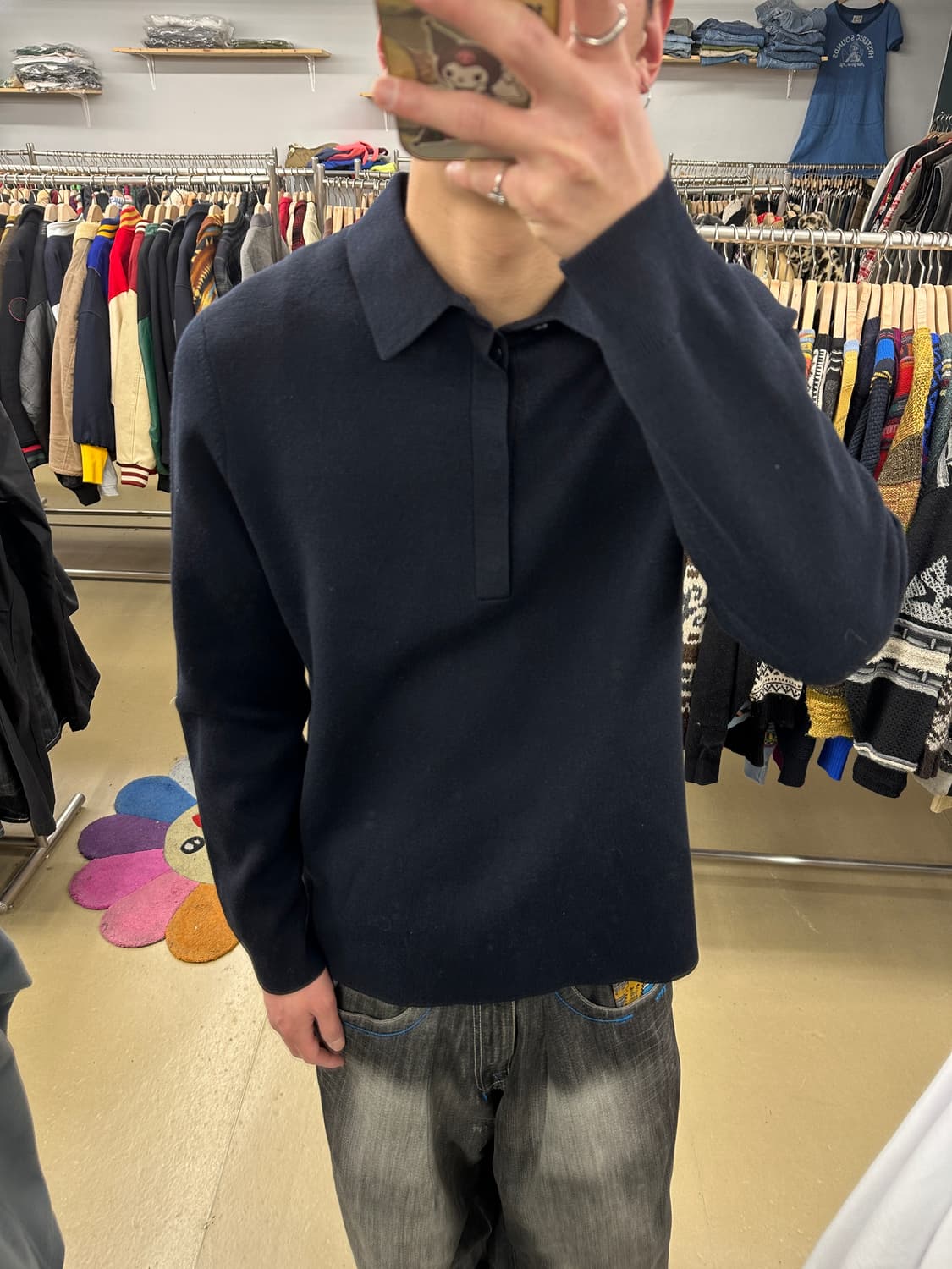 COS) 코스 네이비 무지 카라 니트 M 상품이미지1