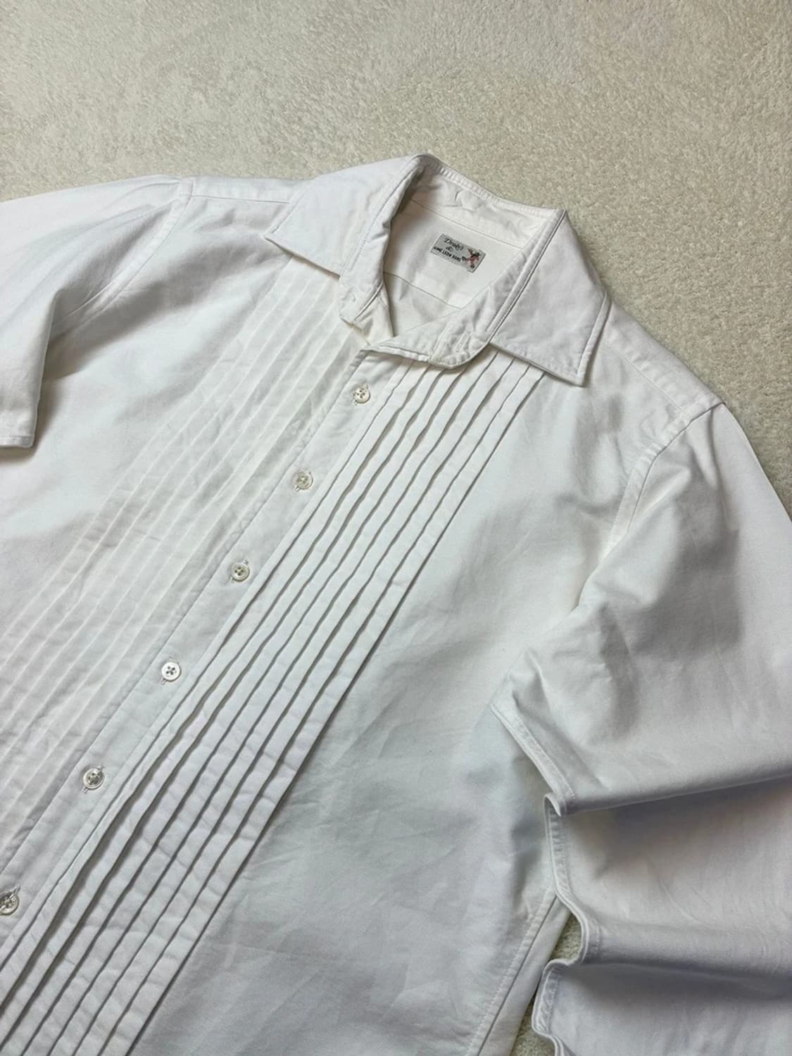 드레익스 코튼 플리츠 버튼다운 화이트 셔츠 PN5794 상품이미지2