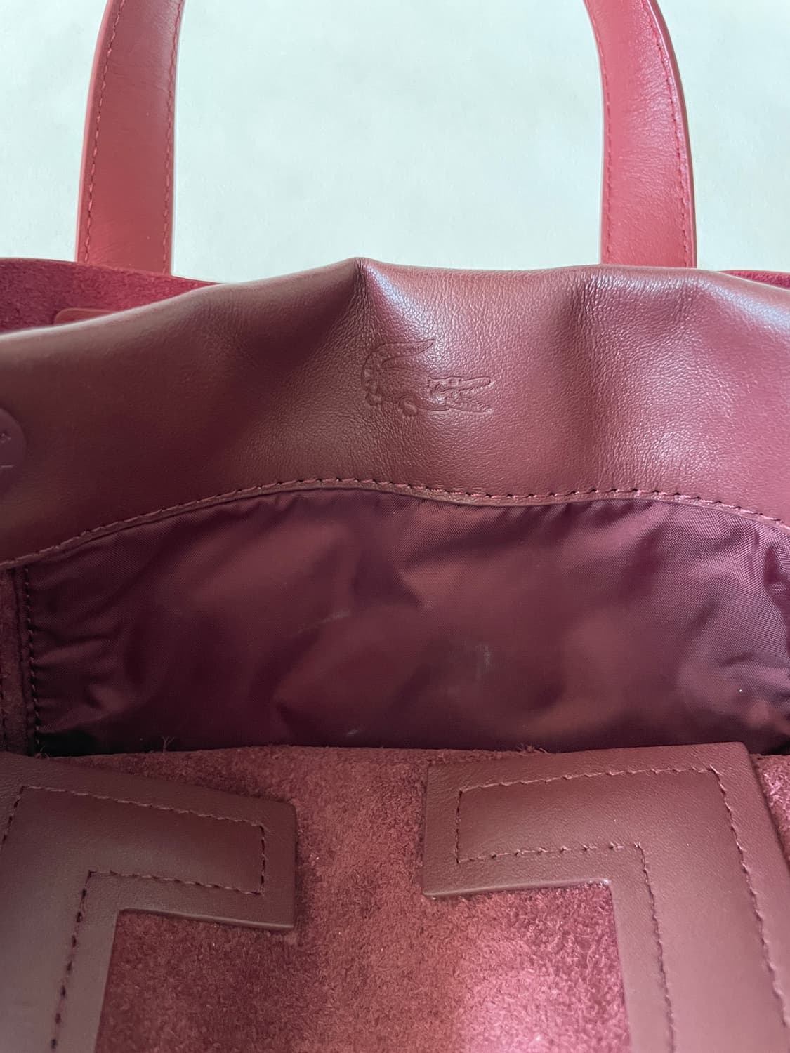 라코스테(LACOSTE) 레더 레드&버건디 토트백 상품이미지10