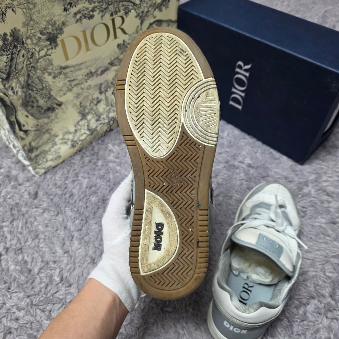 {클로젯}[40.5][풀구성]디올 오블리크 B27 스니커즈 그레이 상품이미지9