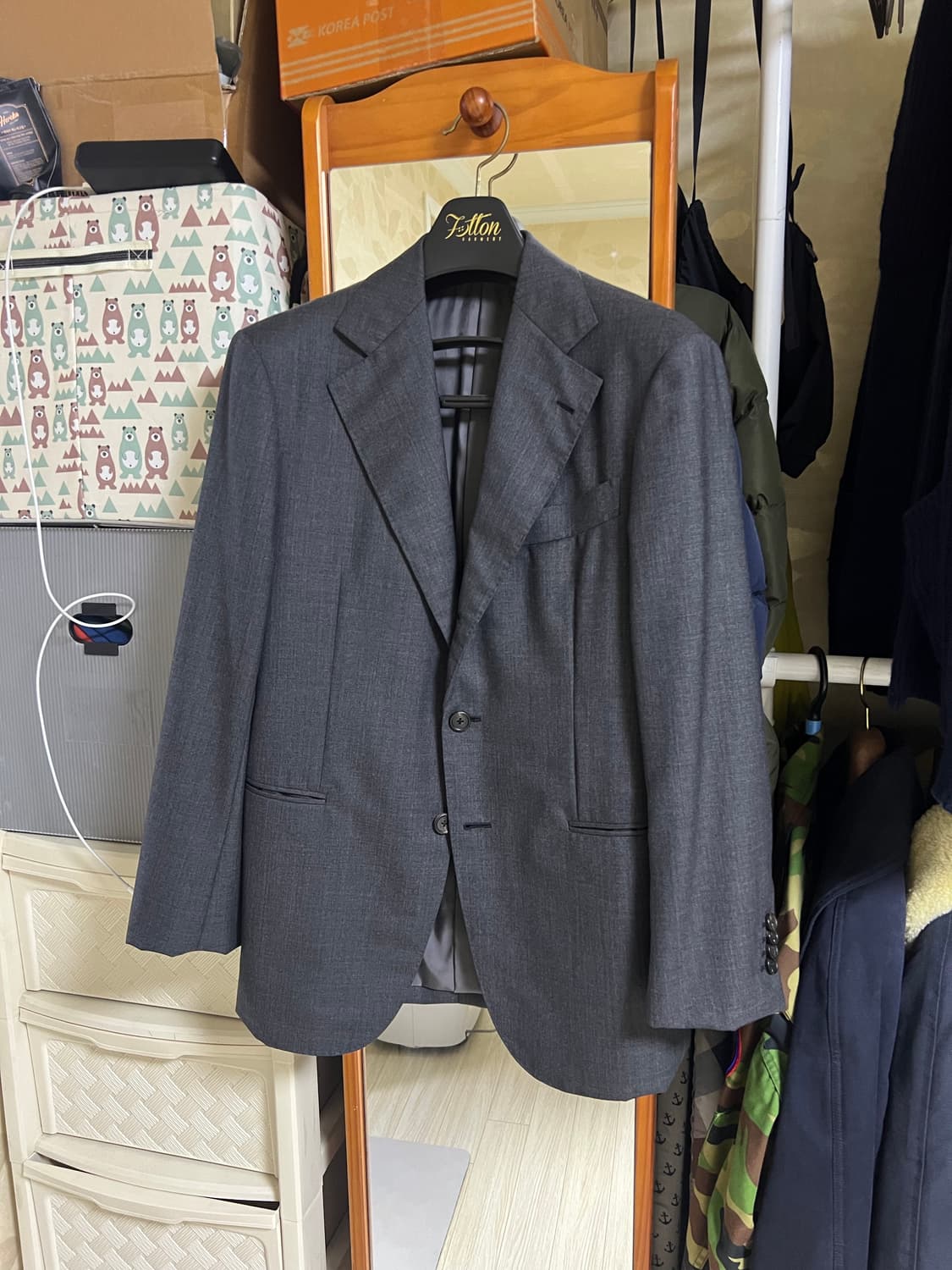 홀랜드앤쉐리 인터시티 차콜 삭스킨 비스포크 맞춤 자켓 상품이미지1