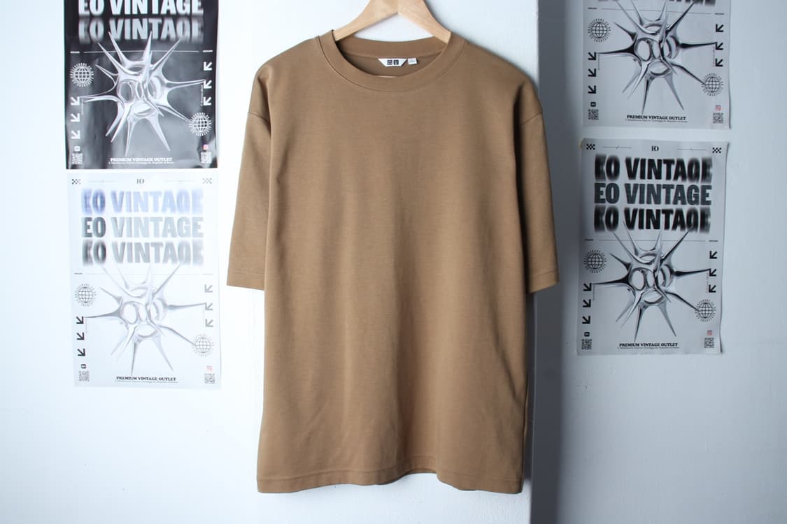 (L-XL) 유니클로 반팔 티셔츠 U라인 무지 브라운-H31389 상품이미지2