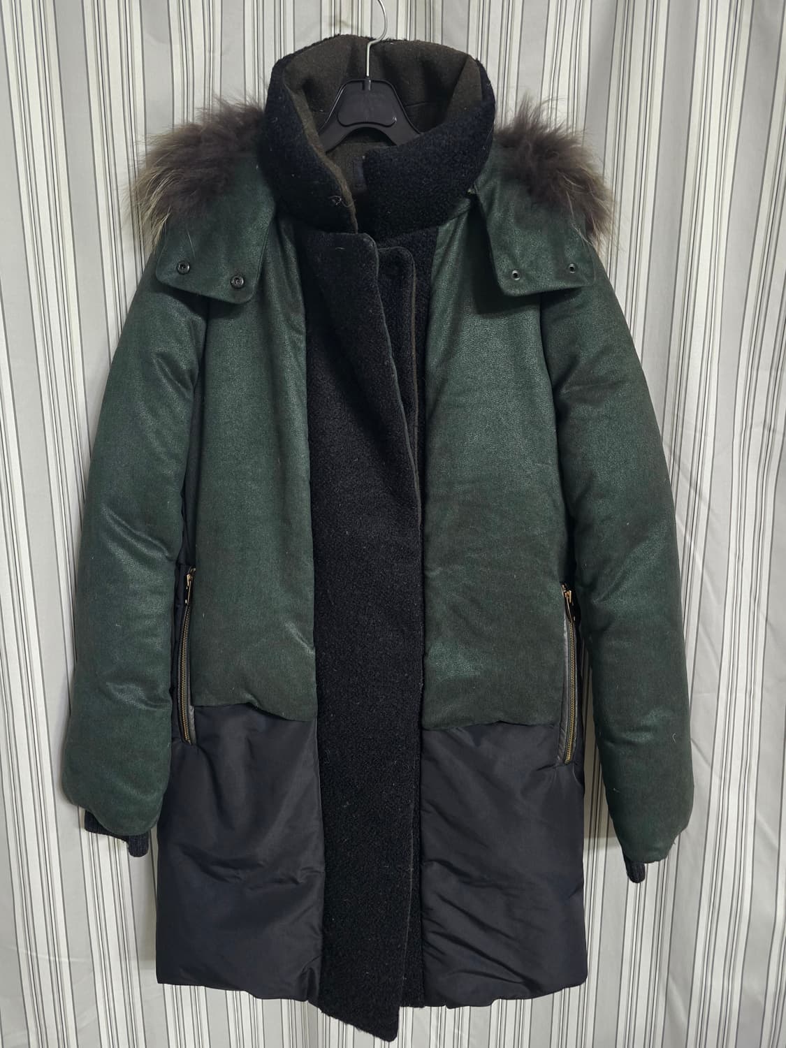 (82-94-160)한섬  SYSTEM  여성후드 털 패딩 코트 상품이미지1