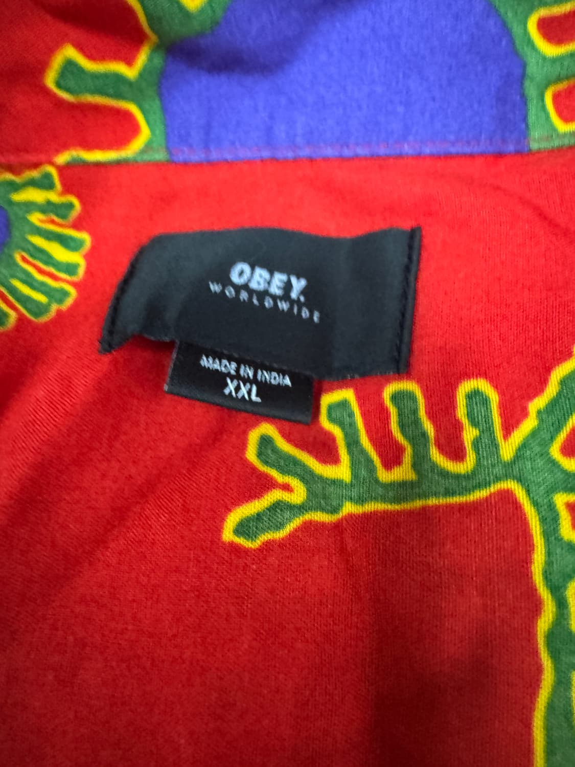 오베이 OBEY 히와이안 레드 오버핏 반팔 셔츠 2XL 상품이미지3