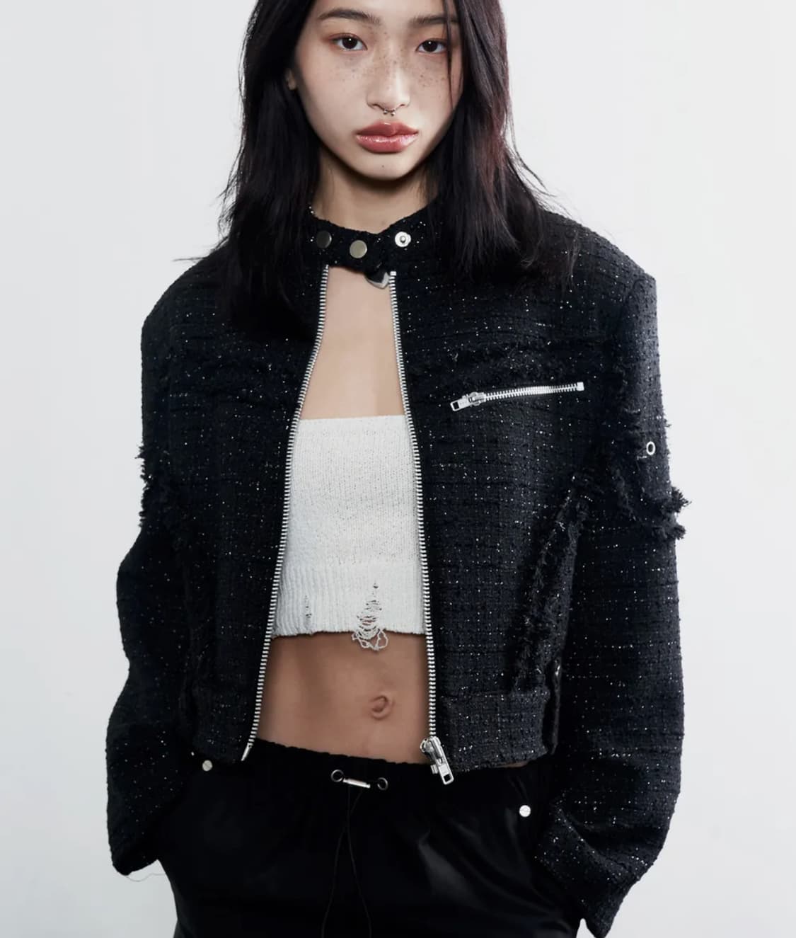 낫노잉 트위드 바이커자켓 상품이미지1