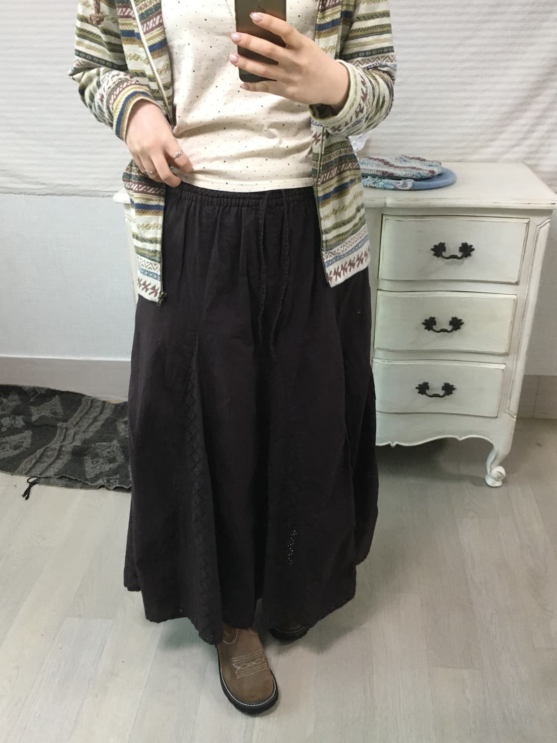 jpn vintage deep purple brown punchingsk 상품이미지4