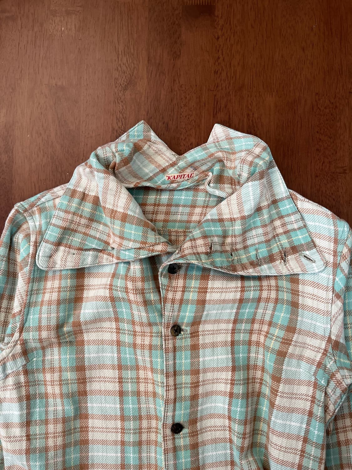 캐피탈 체크 하이넥 셔츠 블라우스 상품이미지3