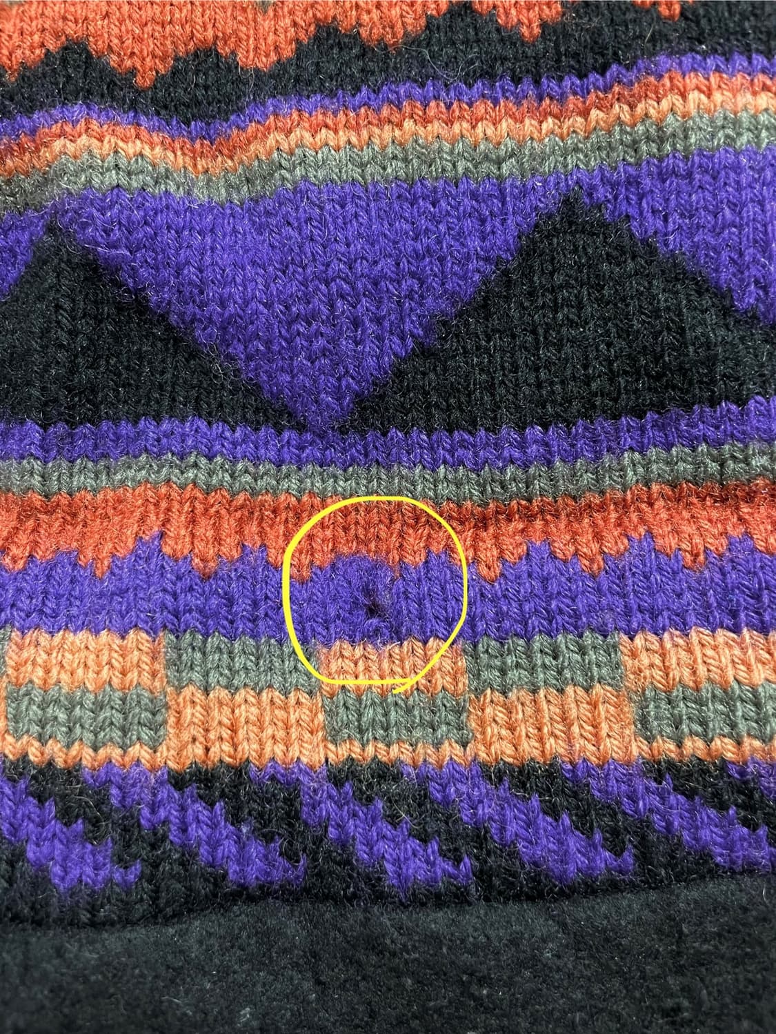 택포) 90s Made USA 빈티지 패턴 울 니트 숏 비니 모자 상품이미지2