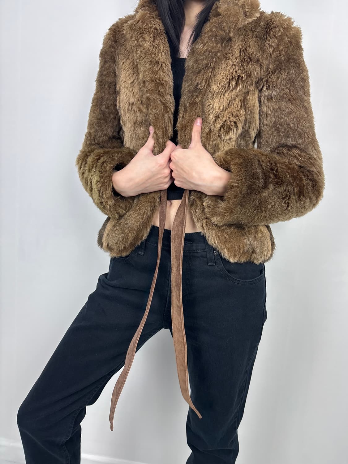 ZARA BROWN MIXED FUR JACKET 상품이미지7