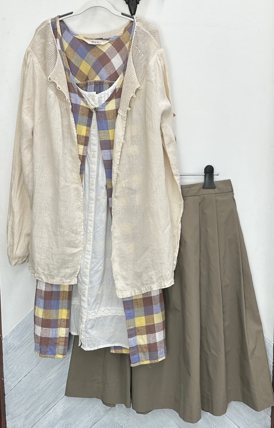 🍀하구미의 체크 모리걸 코디세트🍀 레이어드 원피스 러블리 그런지 상품이미지3